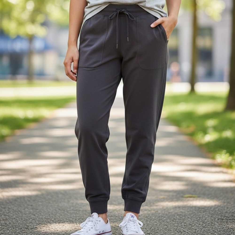 Lululemon Jogger Pants Dark Gray Drawstring Cuffed Athleisure Lounge Size 6